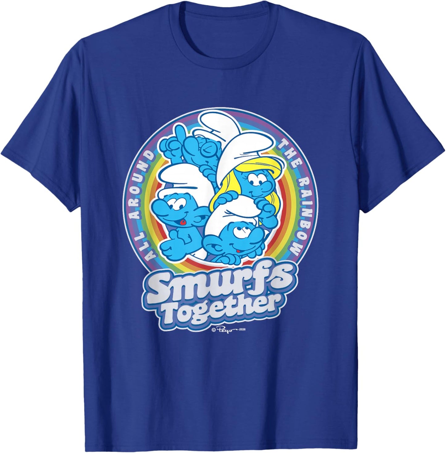 The Smurfs All Around The Rainbow Smurfs Together T-Shirt - T-Shirt | Royal