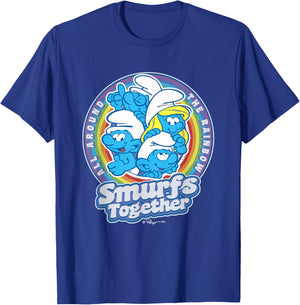 The Smurfs All Around The Rainbow Smurfs Together T-Shirt - T-Shirt | Royal