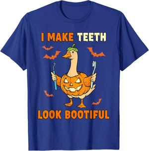 I Make Teeth Look Bootiful Goose Halloween Ghost Dentist T-Shirt - T-Shirt | Royal