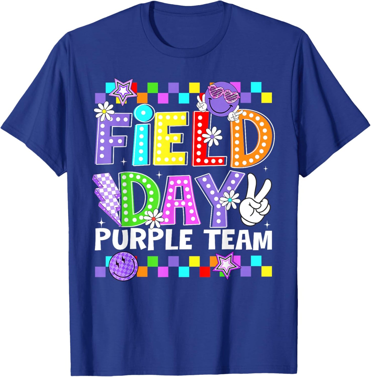 Field Day Purple Team Lightning Peace Sign Men Women Kid T-Shirt - T-Shirt | Royal