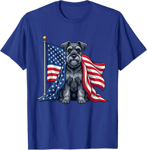 Miniature Schnauzer 4th of July Dog USA Flag Patriotic T-Shirt - T-Shirt | Royal
