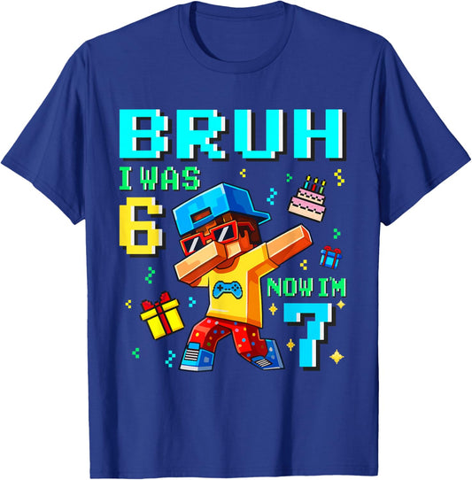 I was 6 Now I'm 7 7th Birthday 6 7 Birthday Boys Gaming Kids T-Shirt - T-Shirt | Royal