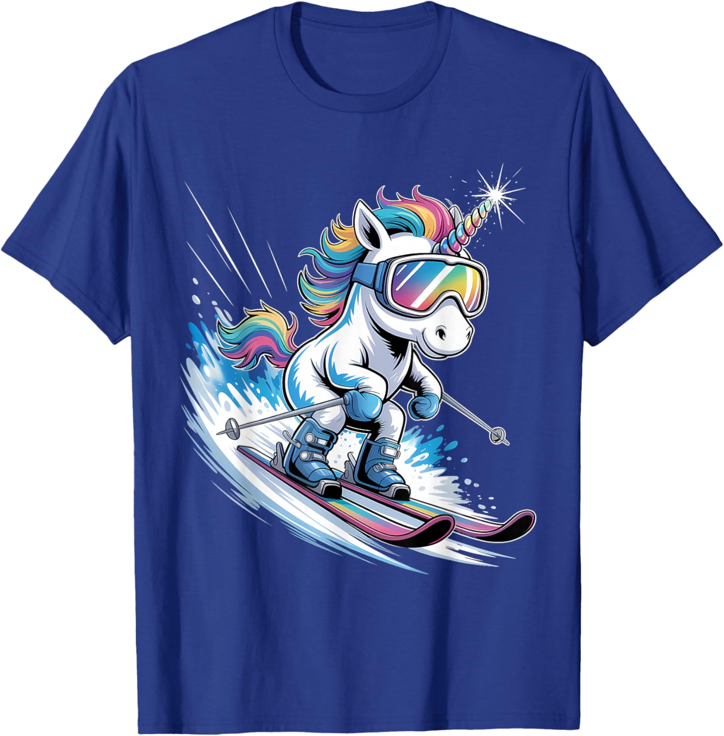 Skiing Winter Sport Skiing Funny Skiing Unicorn T-Shirt - T-Shirt | Royal