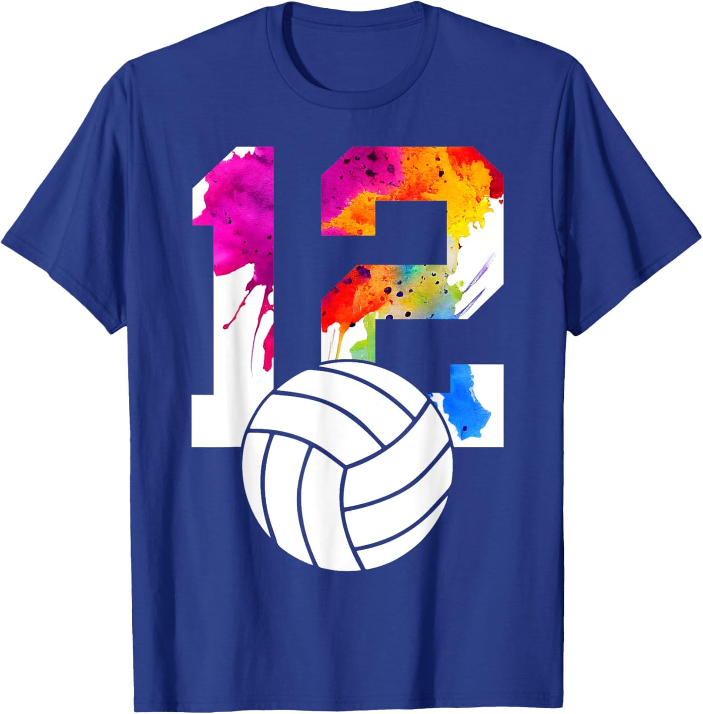 Number 12 Volleyball 12th Birthday T-Shirt - T-Shirt | Royal