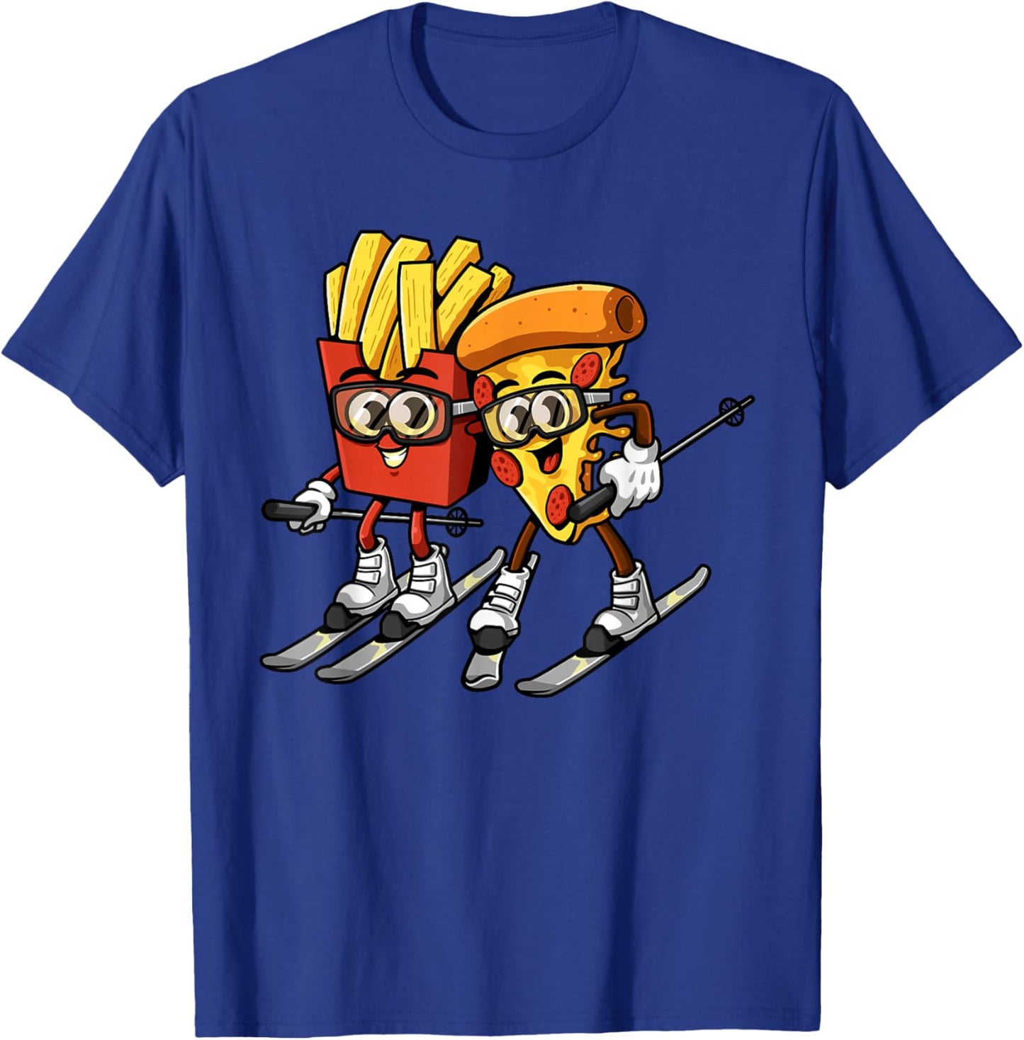 Pizza French Fries Ski Funny Skiier Fast Food Skiing Lovers T-Shirt - T-Shirt | Royal