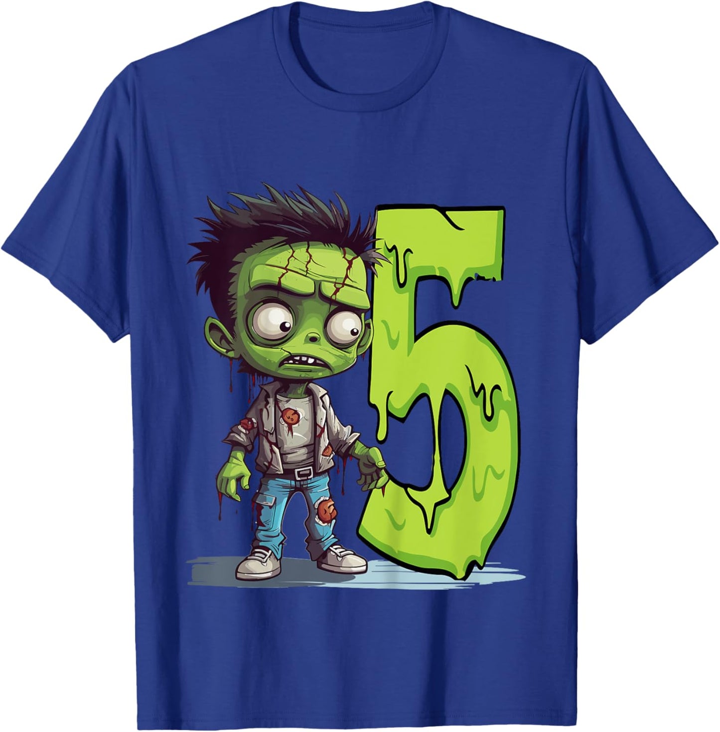 Kids Scary Zombie - five Years - creepy 5th Birthday Halloween T-Shirt - T-Shirt | Royal