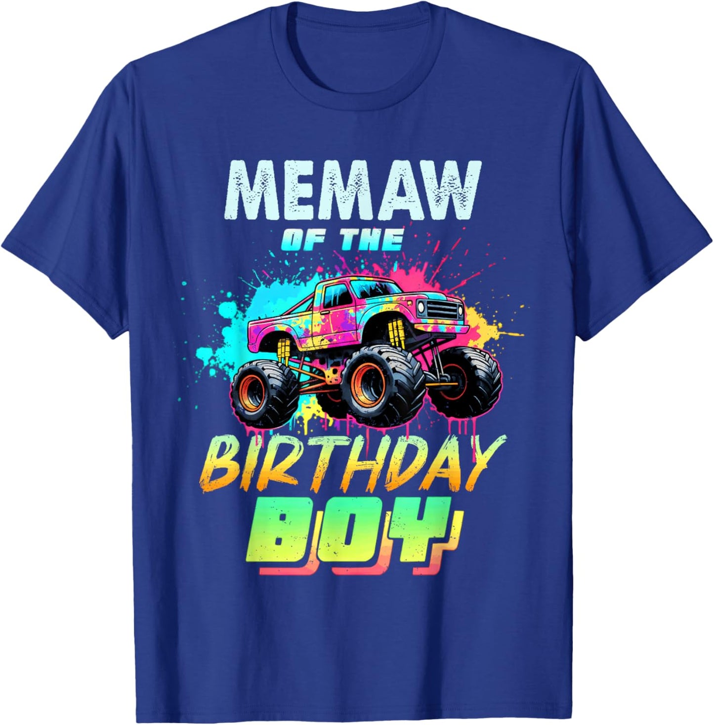 Memaw of The Birthday Boy Monster Truck Colorful T-Shirt - T-Shirt | Royal