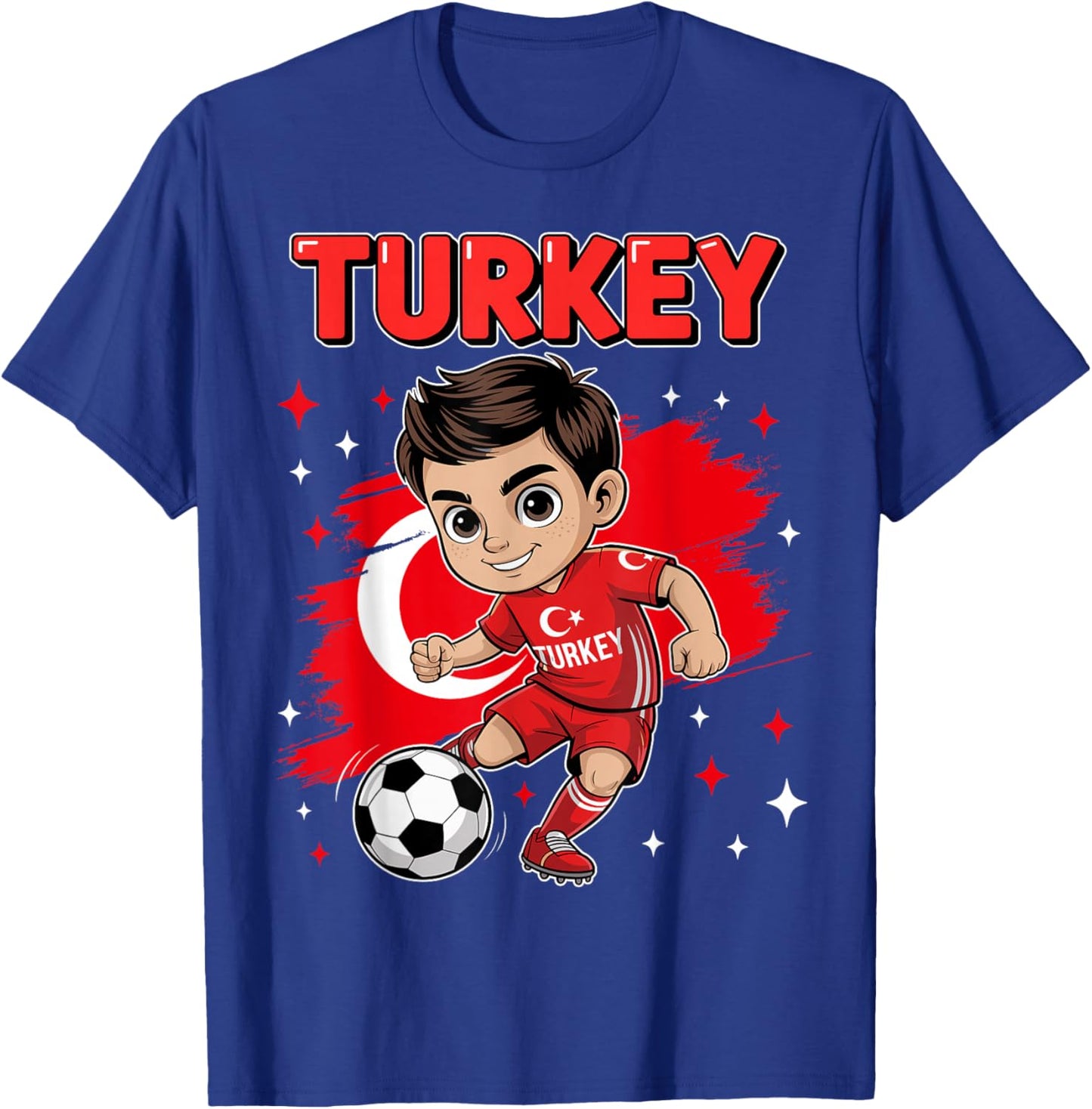 Turkey Kid Goal Cartoon Türkiye Turkish Flag for Boys Kids T-Shirt - T-Shirt | Royal
