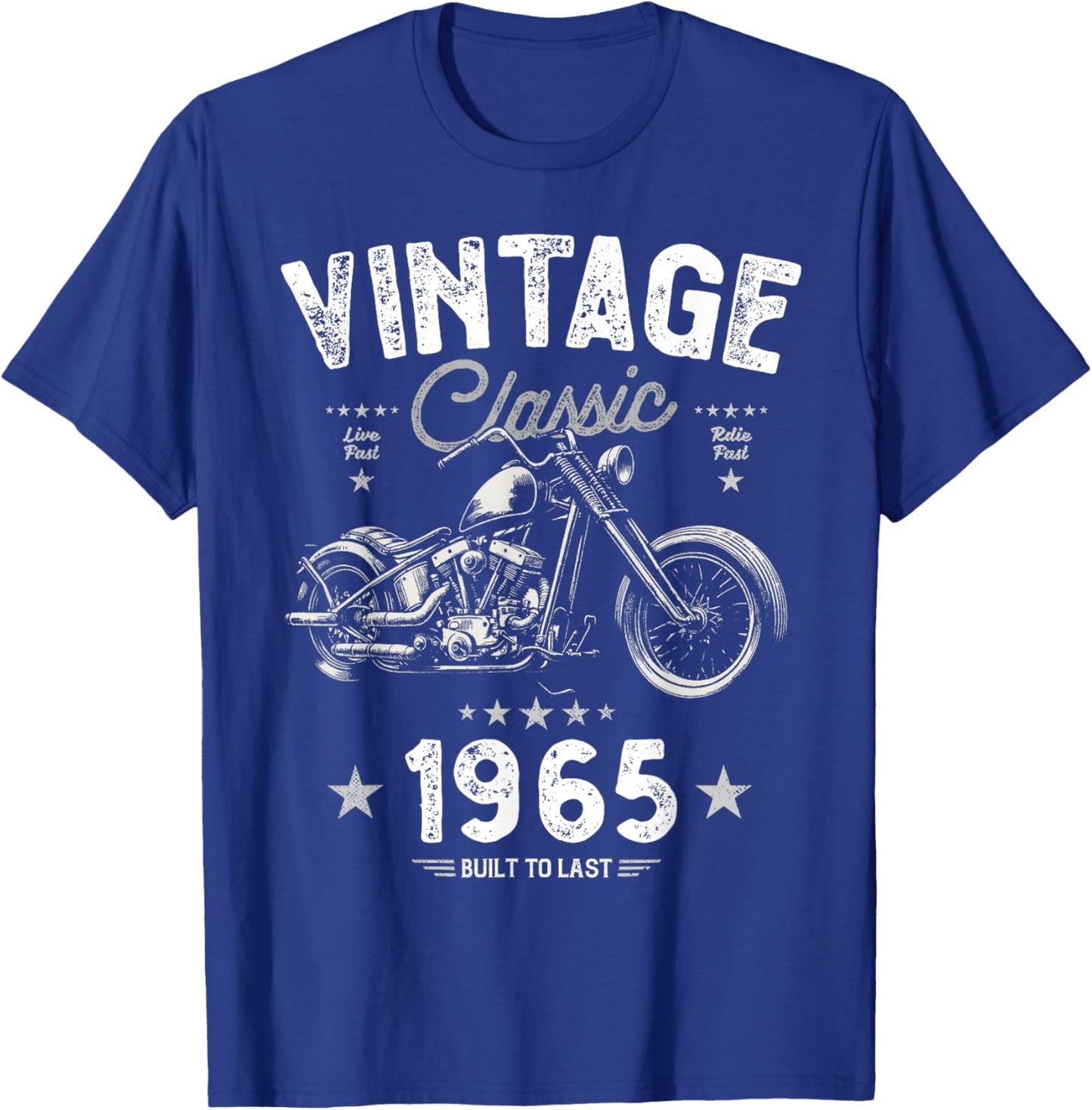 Vintage 1965 60th Birthday Classic Retro Chopper Motorbike T-Shirt - T-Shirt | Royal