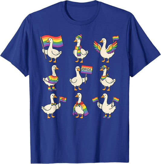 Subtle Silly Goose Rainbow Flag LGBTQ Pride Month Graphic T-Shirt - T-Shirt | Royal