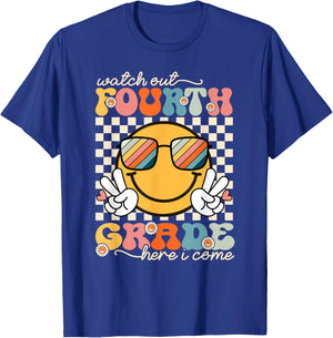 Watch Out Fourth Grade Here I Come Back To School 4th Grade T-Shirt - T-Shirt | Royal