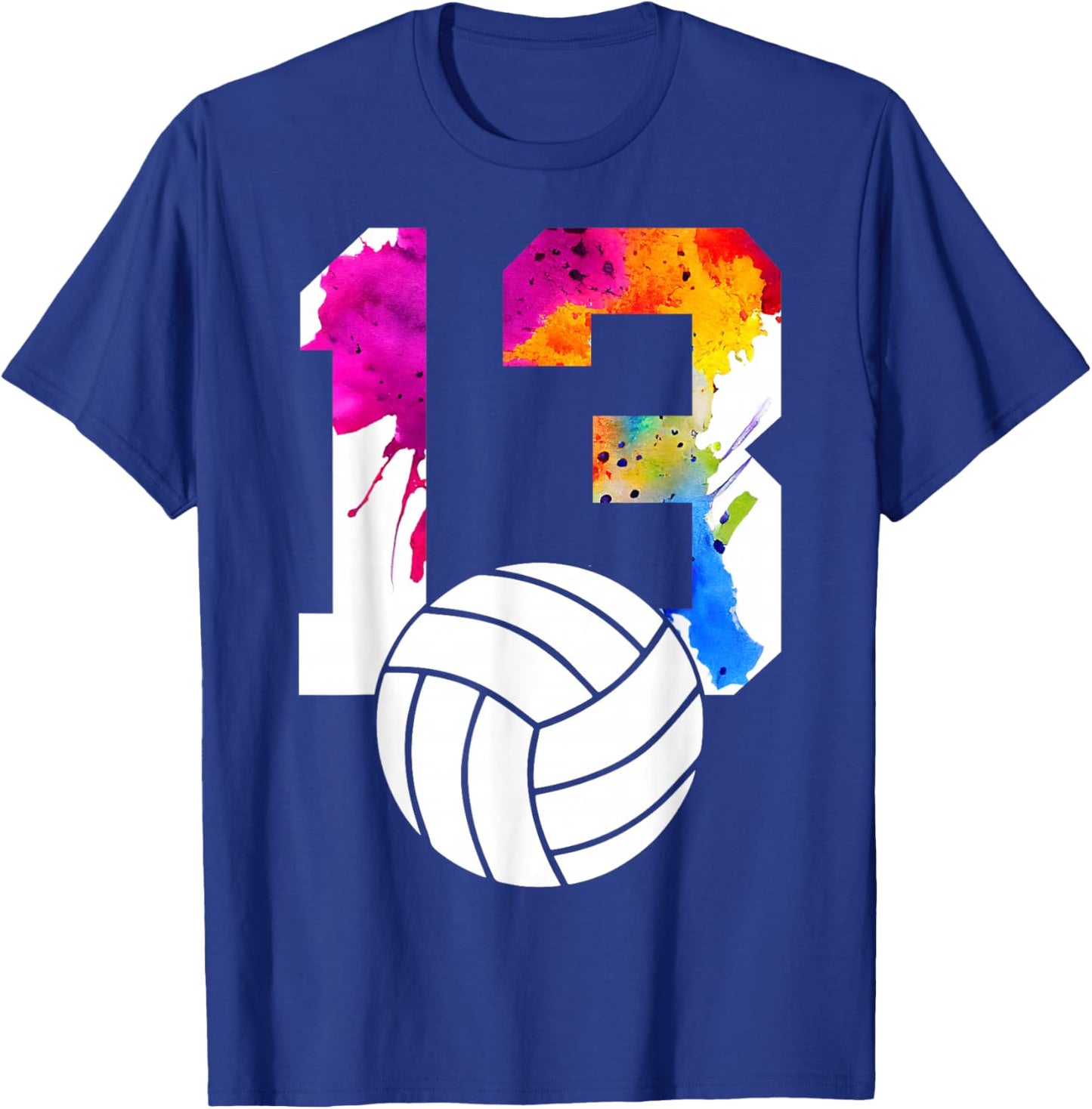 Number 13 Volleyball 13th Birthday T-Shirt - T-Shirt | Royal