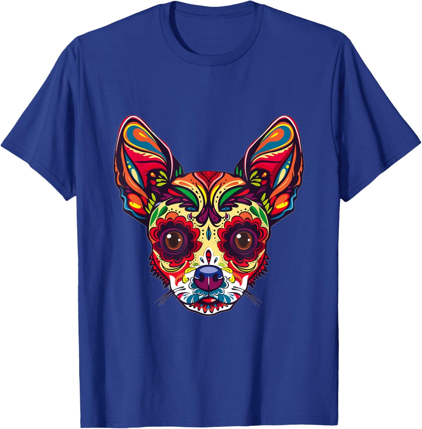Chihuahua Sugar Skull Dia De Los Muertos Graphic T-Shirt - T-Shirt | Royal