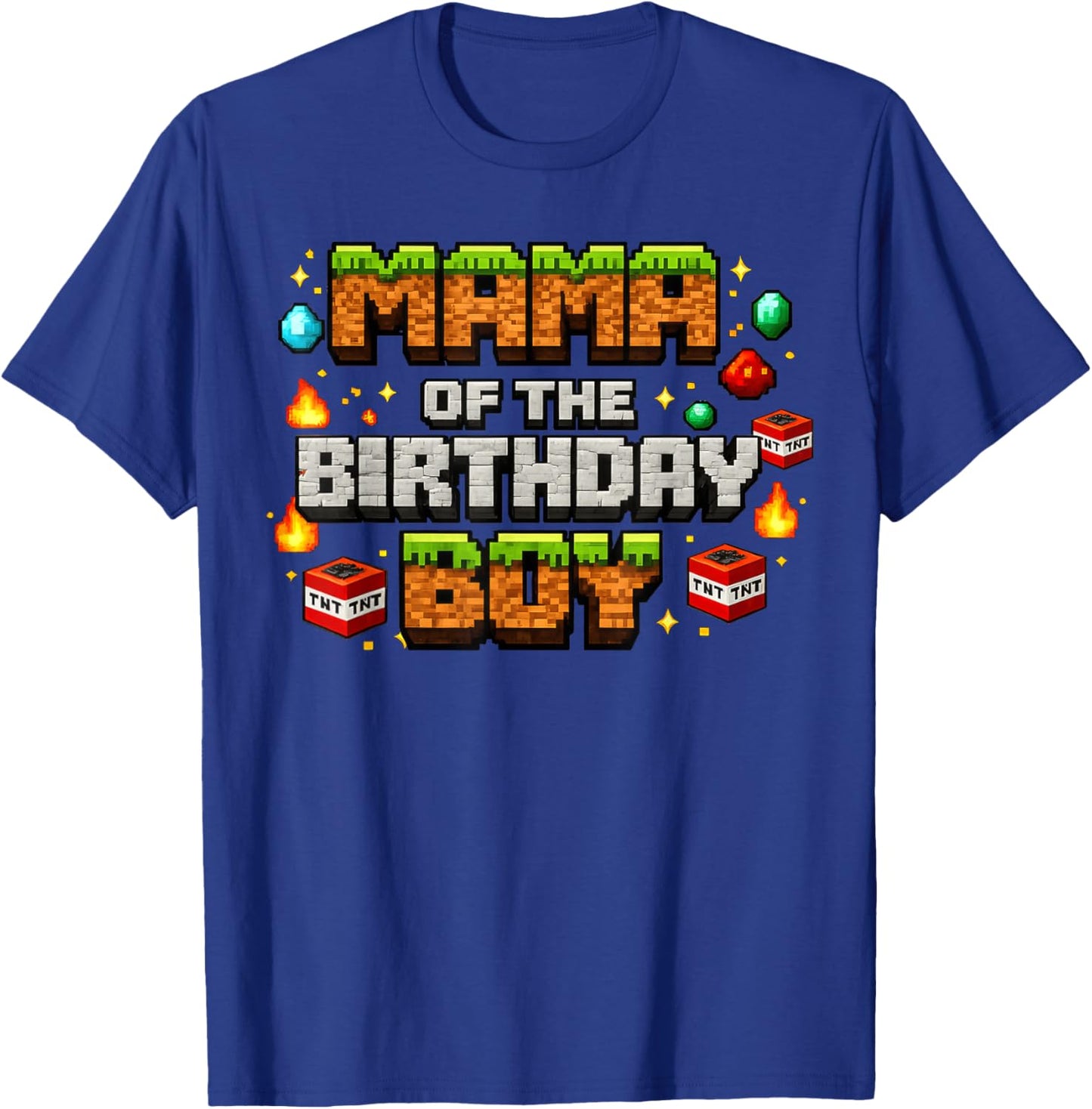 Mom Mama of The Birthday Boy Video Gamer Pixel Number T-Shirt - T-Shirt | Royal