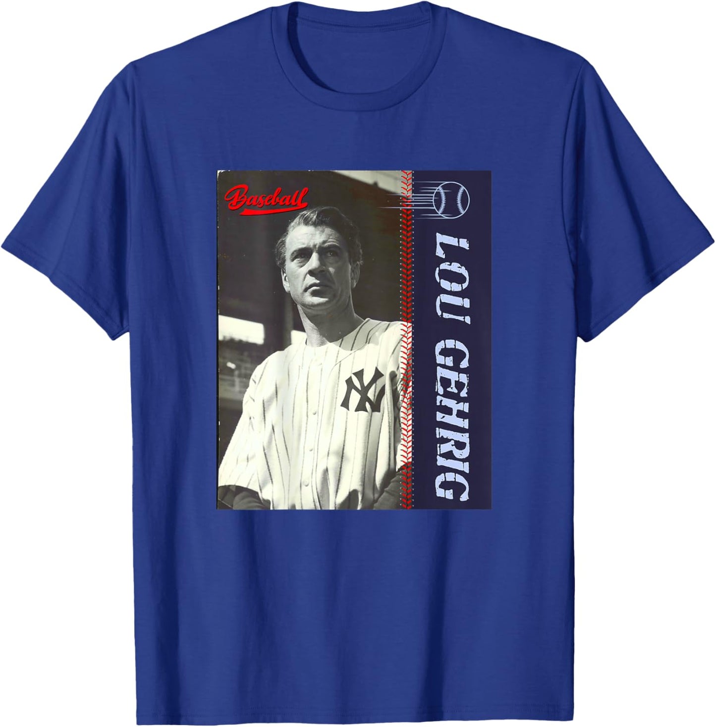 Lou Gehrig_Baseball_001_Back Printed T-Shirt - T-Shirt | Royal