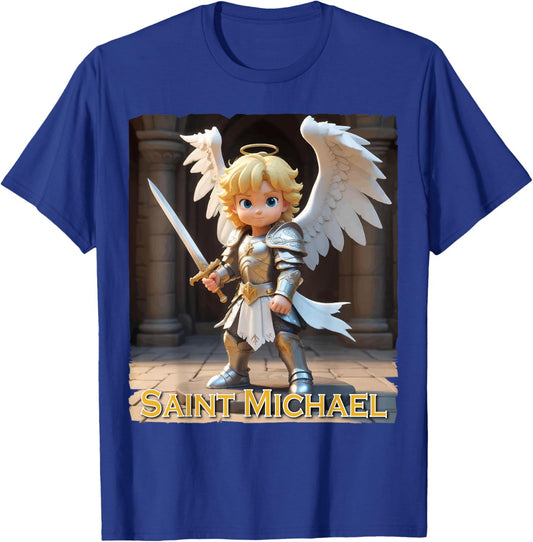 Saint Michael the Archangel for Kids Catholic Boys Cute T-Shirt - T-Shirt | Royal