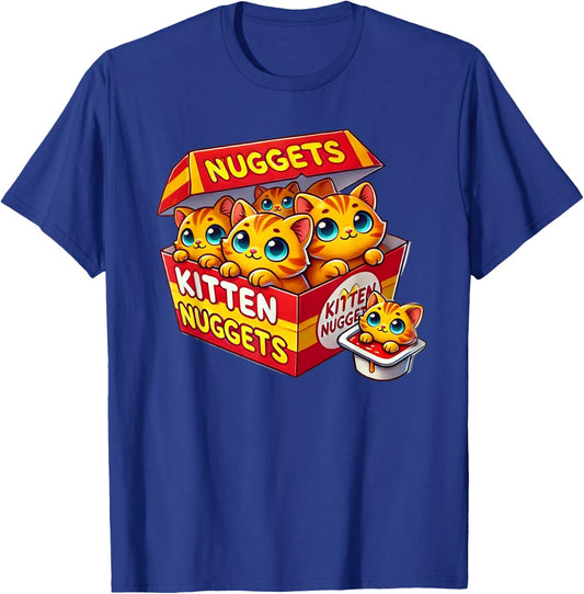 Funny Cat Owner Cute Gifts Kitten Nuggets Cat Lover Gift Food Pun Chicken Nuggets T-Shirt - T-Shirt | Royal