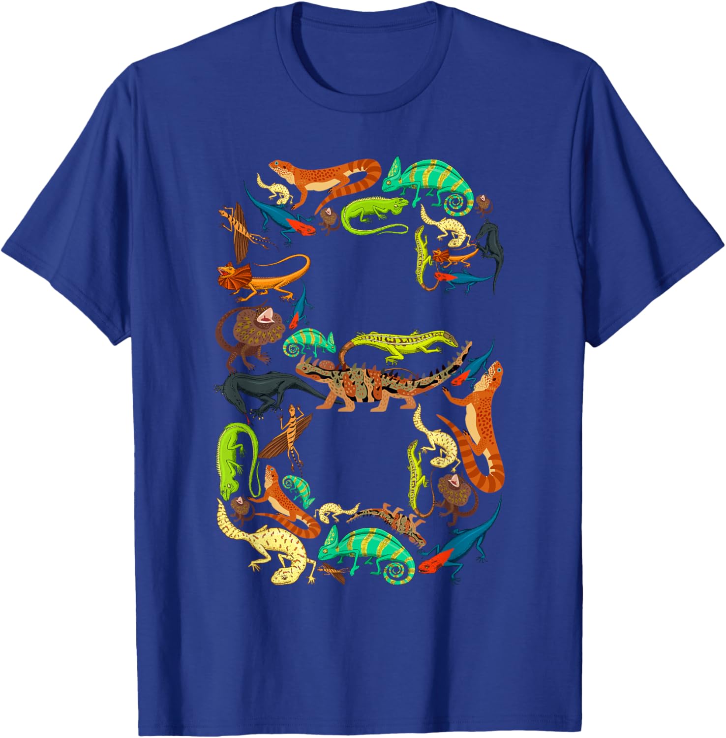 Kids 6th Birthday Reptiles Lizards Theme 6 Year Old Boys T-Shirt - T-Shirt | Royal