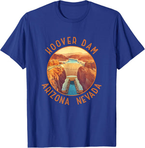 Hoover Dam Retro Distressed Circle Vintage T-Shirt - T-Shirt | Royal