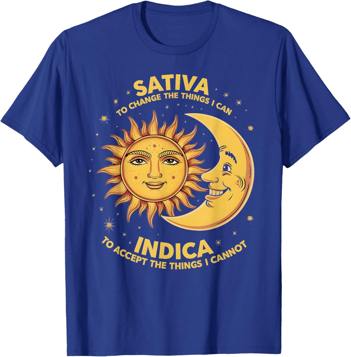 Cosmic Harmony Botanical Balance Mindset Sativa To Change Things Indica To Accept Things , Small, Black T-Shirt - T-Shirt | Royal