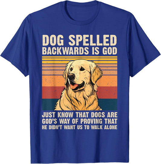 Dog Spelled Backwards Is God Golden Retriever Dog Vintage T-Shirt - T-Shirt | Royal