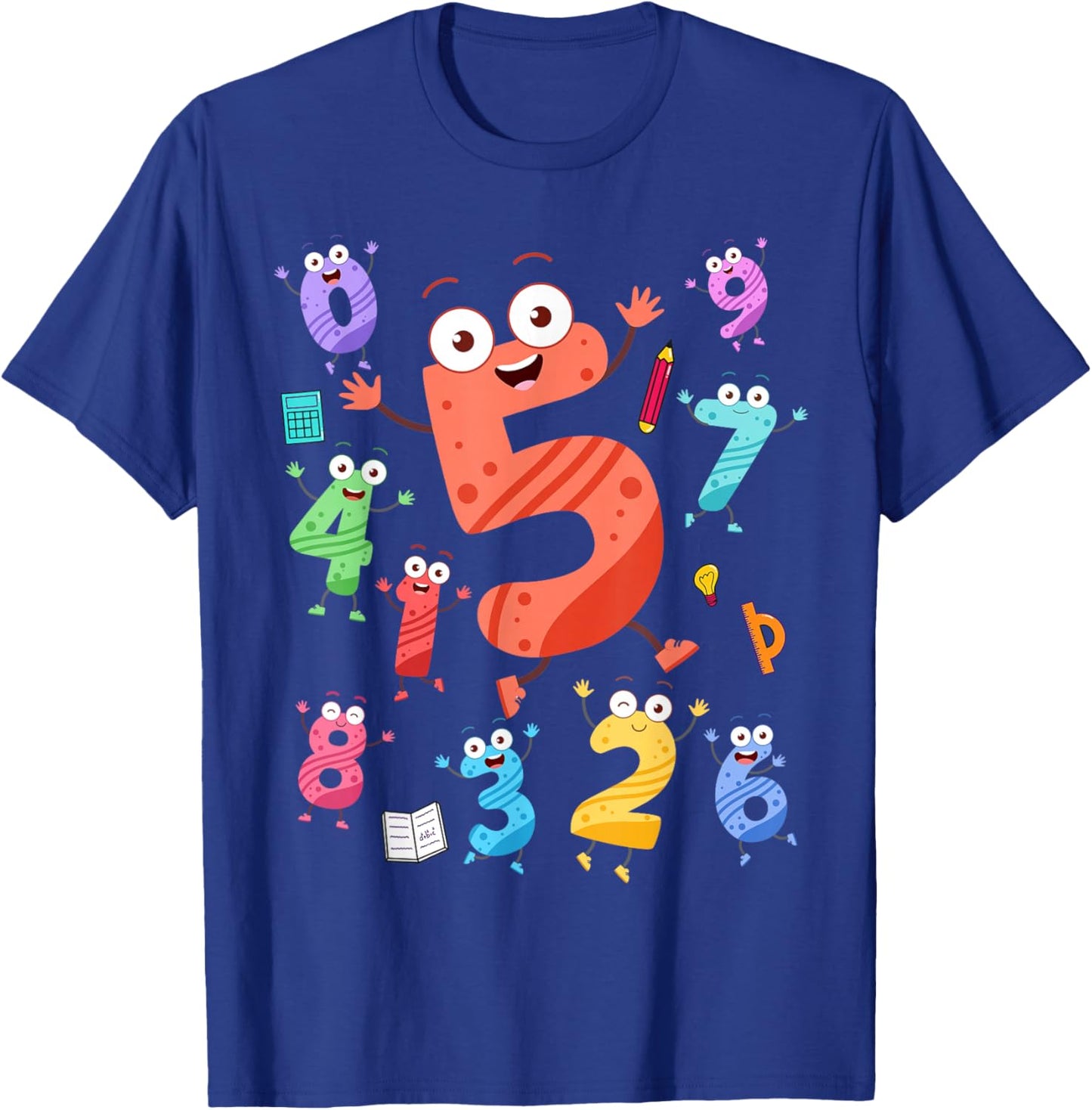 Maths Day Number Costume With Number 5 Idea For Kids Number T-Shirt - T-Shirt | Royal