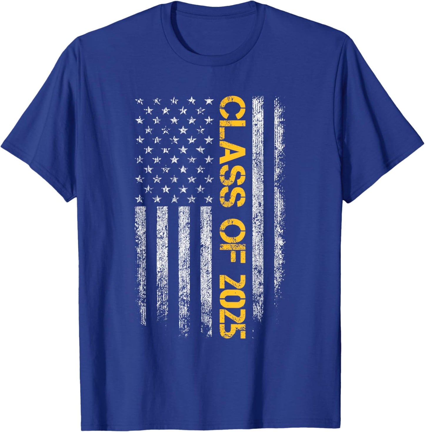 Senior Class Of 2025 Patriotic American Flag Graduation T-Shirt - T-Shirt | Royal