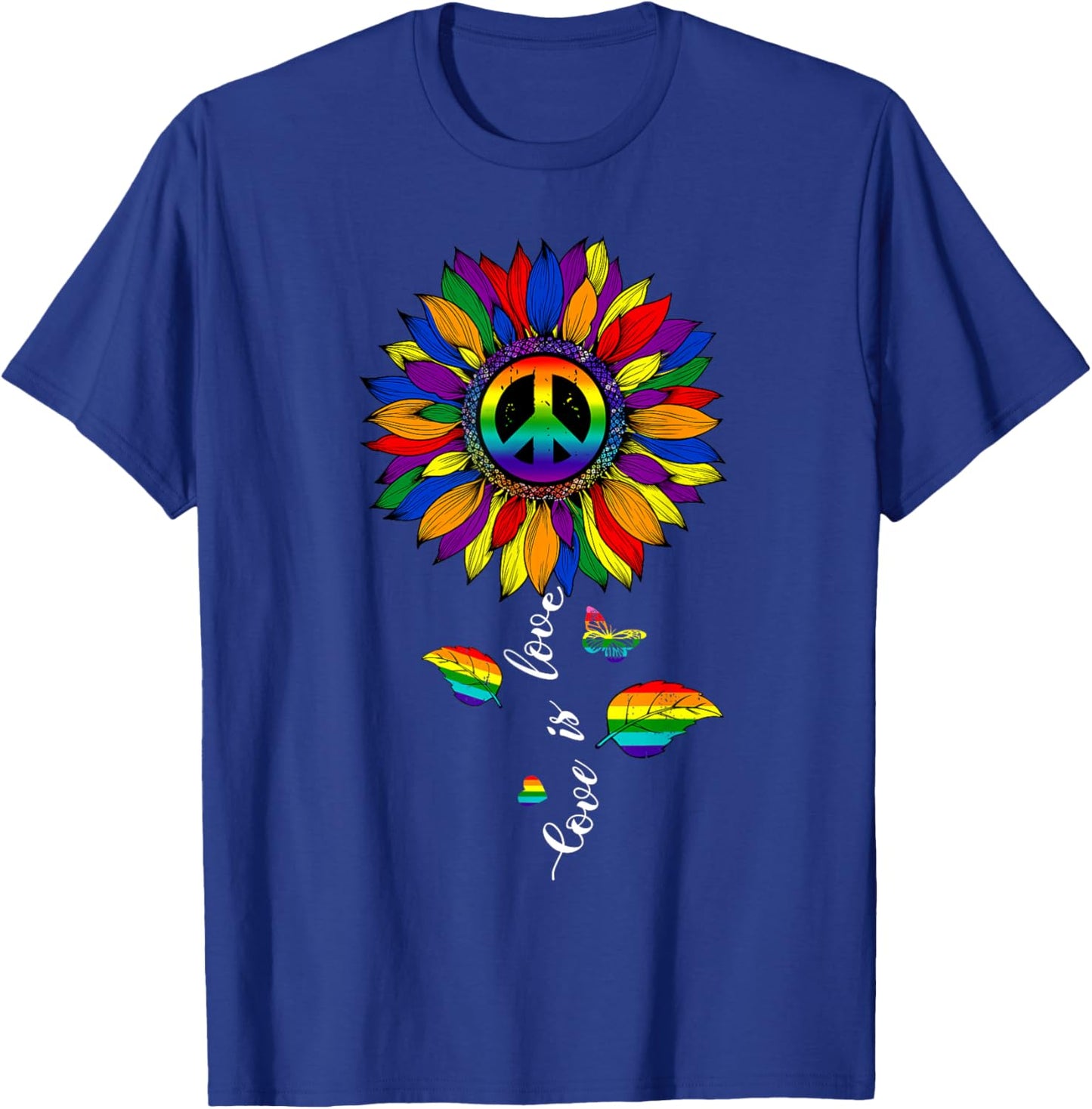 Love Rainbow Sunflower LGBT Gay Lesbian Pride Ally Women T-Shirt - T-Shirt | Royal