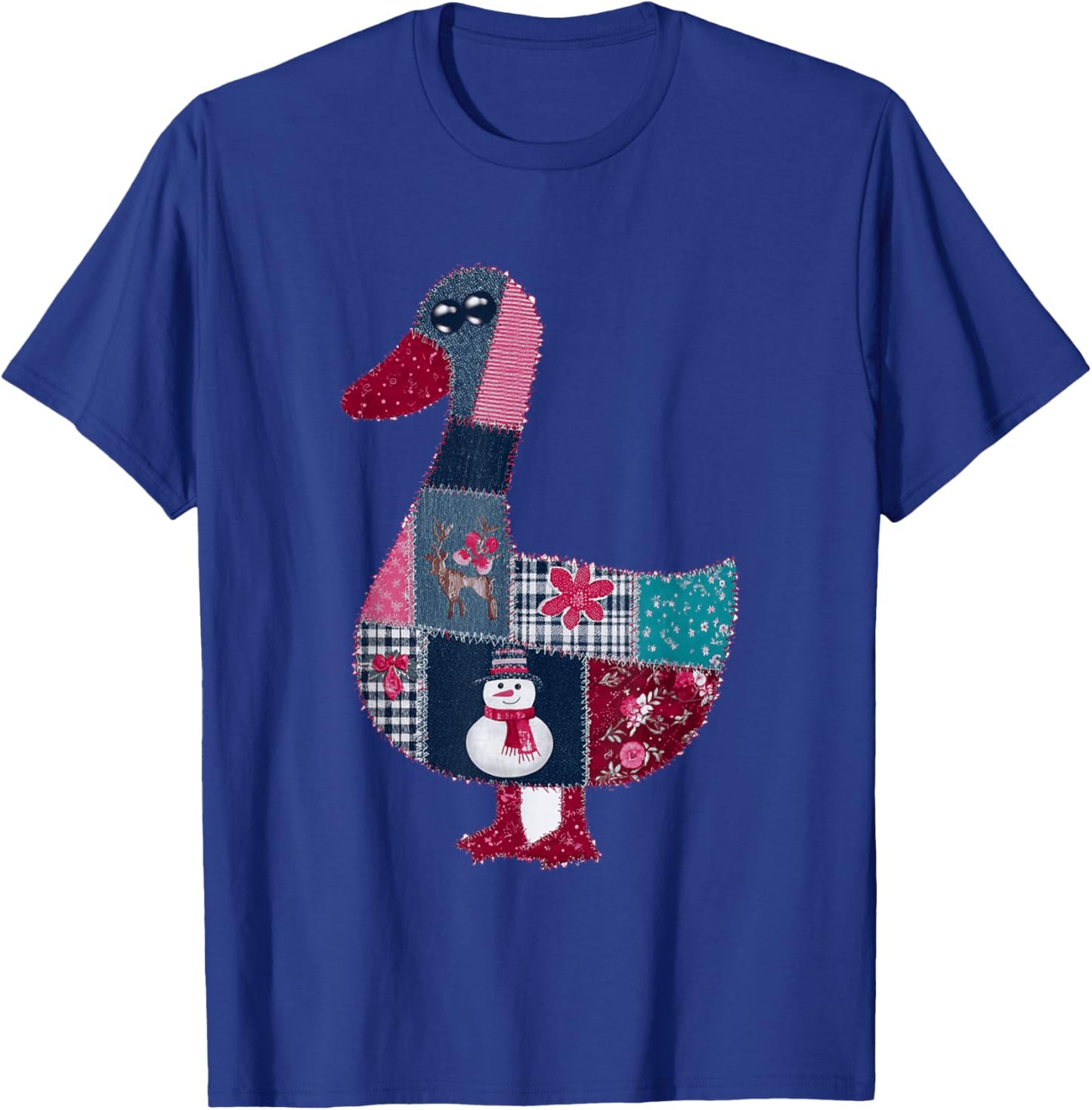 Snowman Patchwork Duck for Festive Cheer T-Shirt - T-Shirt | Royal