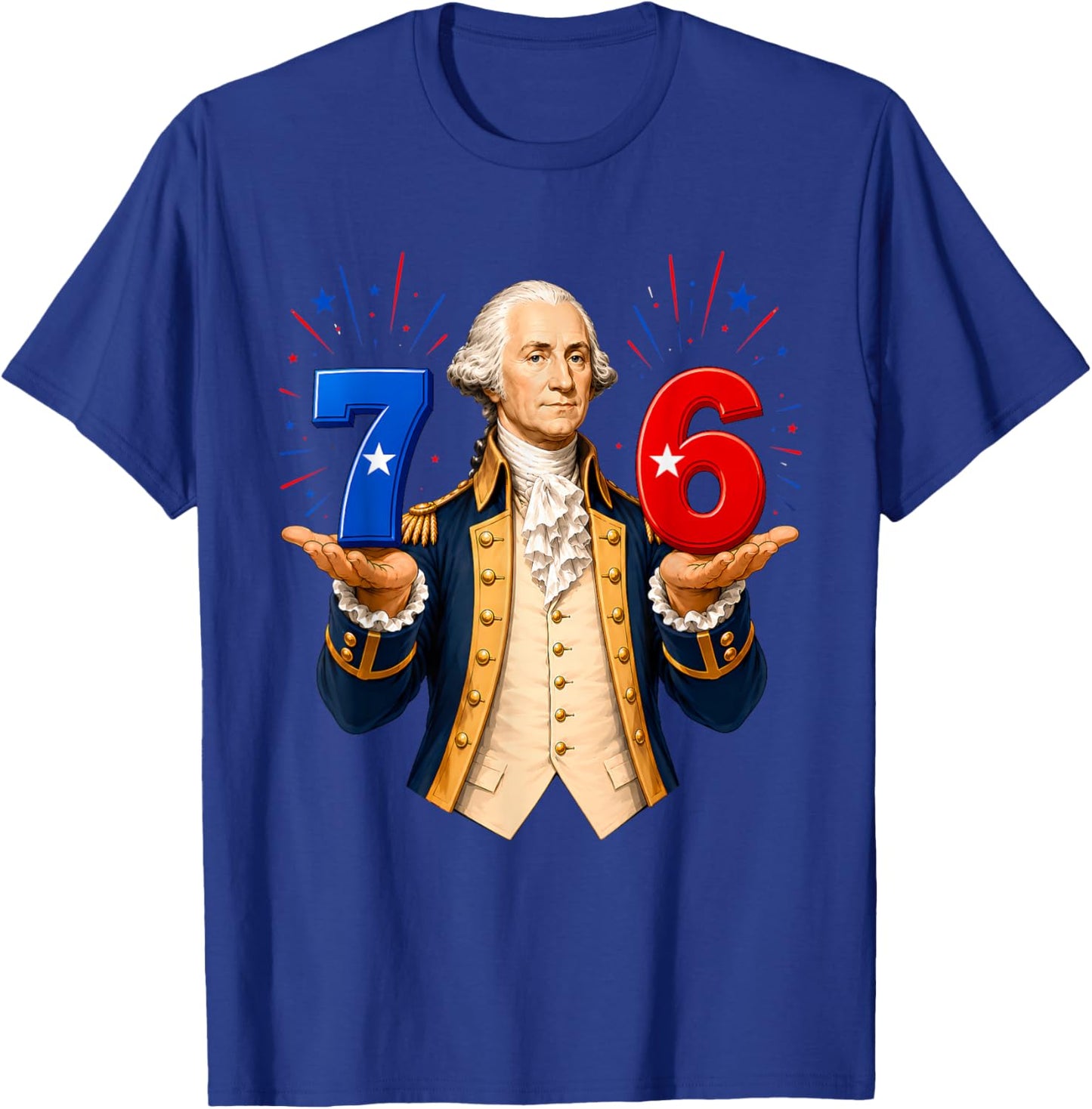 Funny 67 76 George Washington Six Seven Patriotic 4th July T-Shirt - T-Shirt | Royal