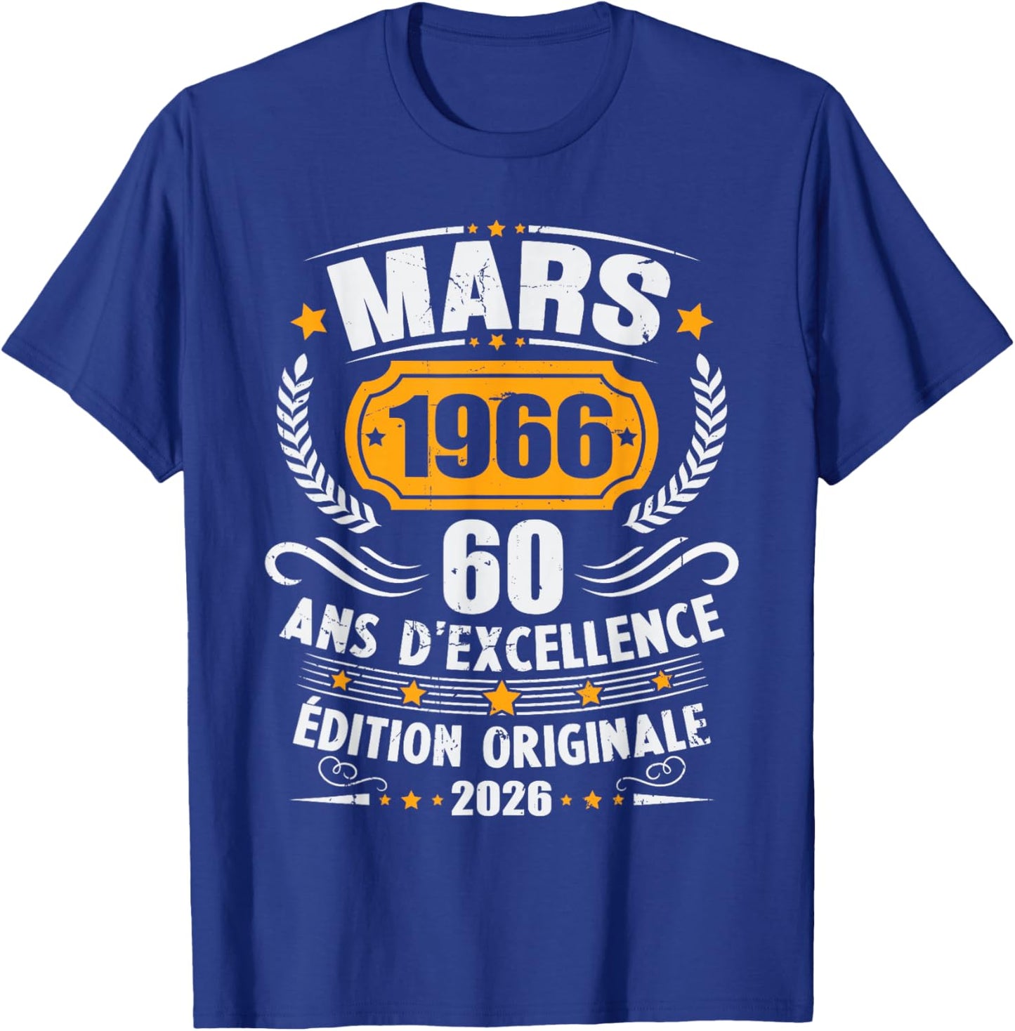 Vintage March 1966 60th Birthday Gift Man Woman T-Shirt - T-Shirt | Royal
