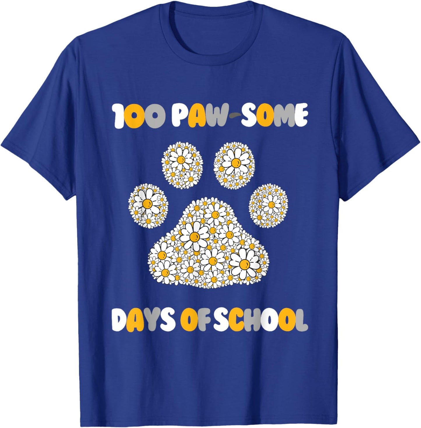 100 Paw-some Days of School Cat and dog 100th Day school T-Shirt - T-Shirt | Royal