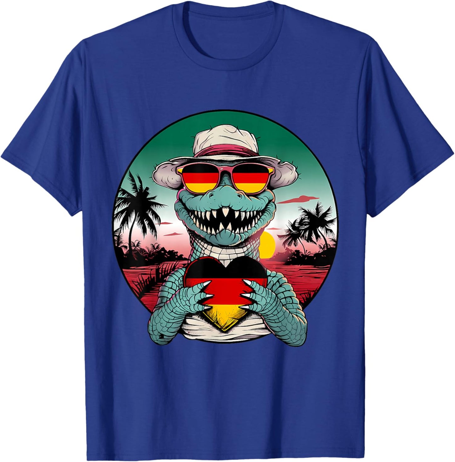 Germany Roots Crocodile Heart German Flag Deutschland T-Shirt - T-Shirt | Royal