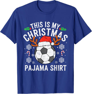 This Is My Soccer Christmas Pajama Shirt Sports Boy Kid T-Shirt - T-Shirt | Royal