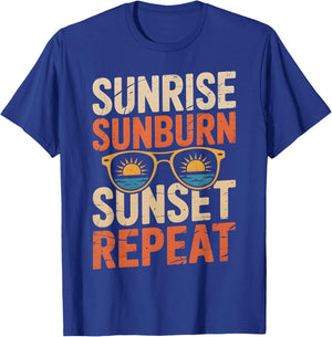 Sunrise Sunburn Sunset Repeat Vintage Retro Summer Vacation T-Shirt - T-Shirt | Royal