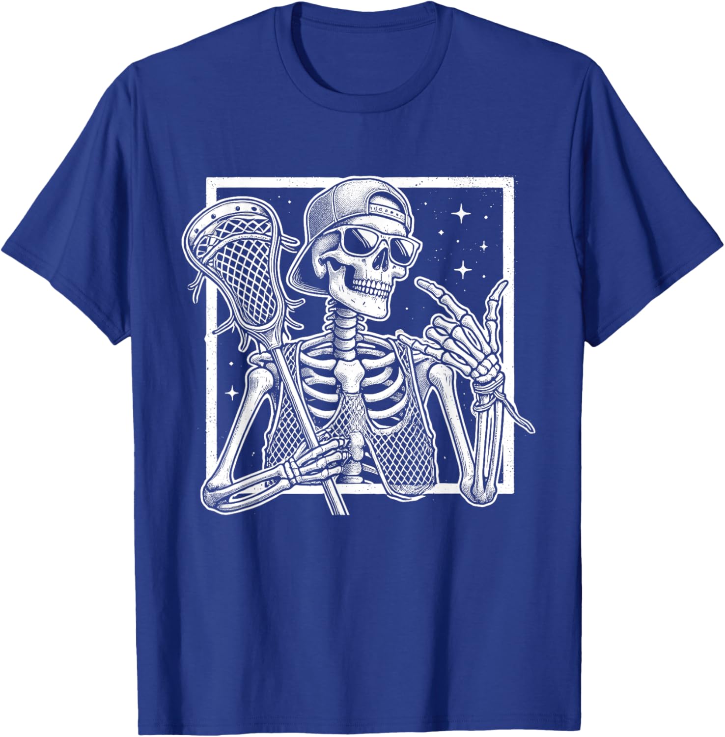 Skeleton Lacrosse Player Birthday Halloween Kids T-Shirt - T-Shirt | Royal