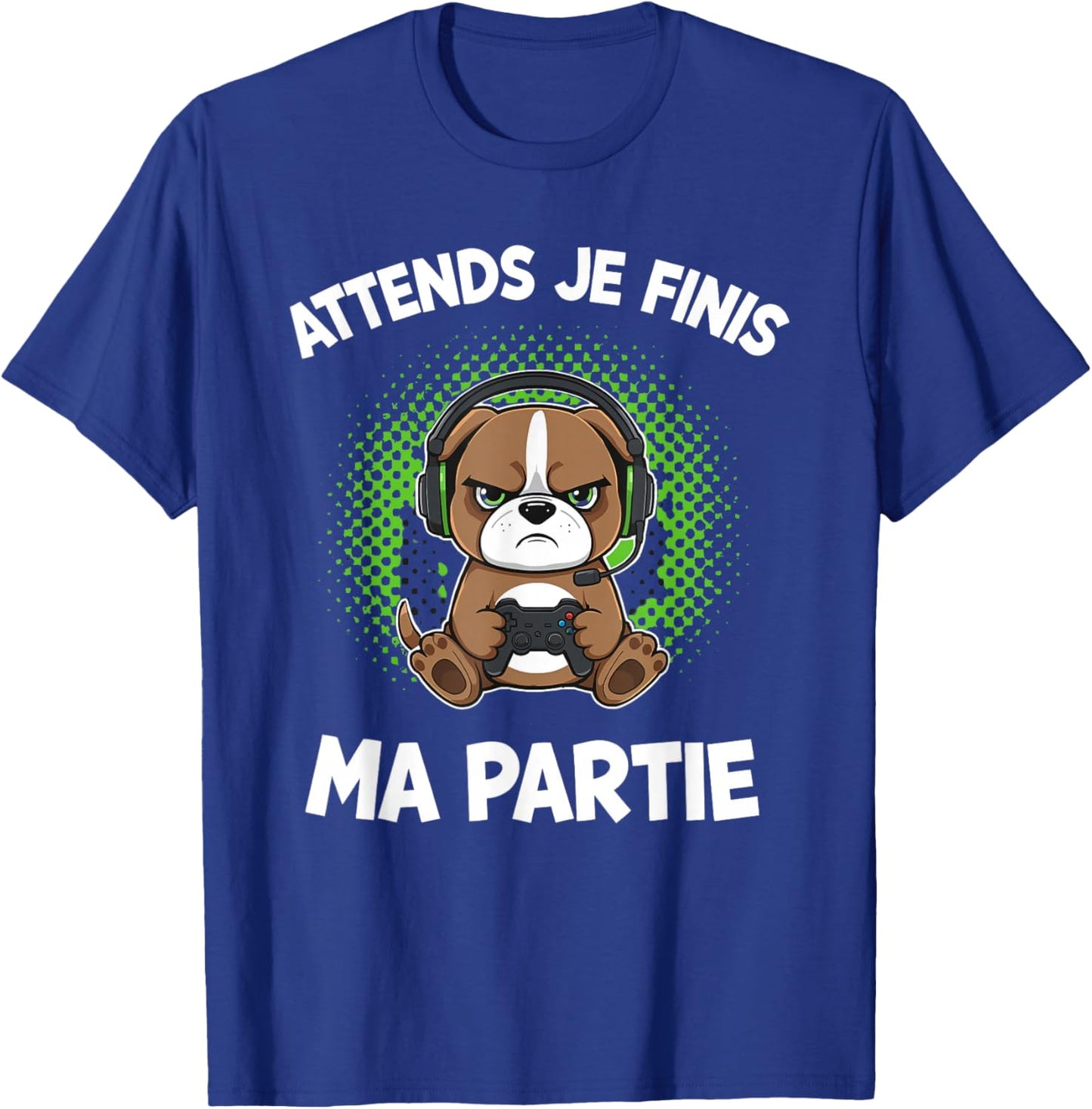 Wait I Finish My Game Funny Humor Gaming Dog Gamer T-Shirt - T-Shirt | Royal