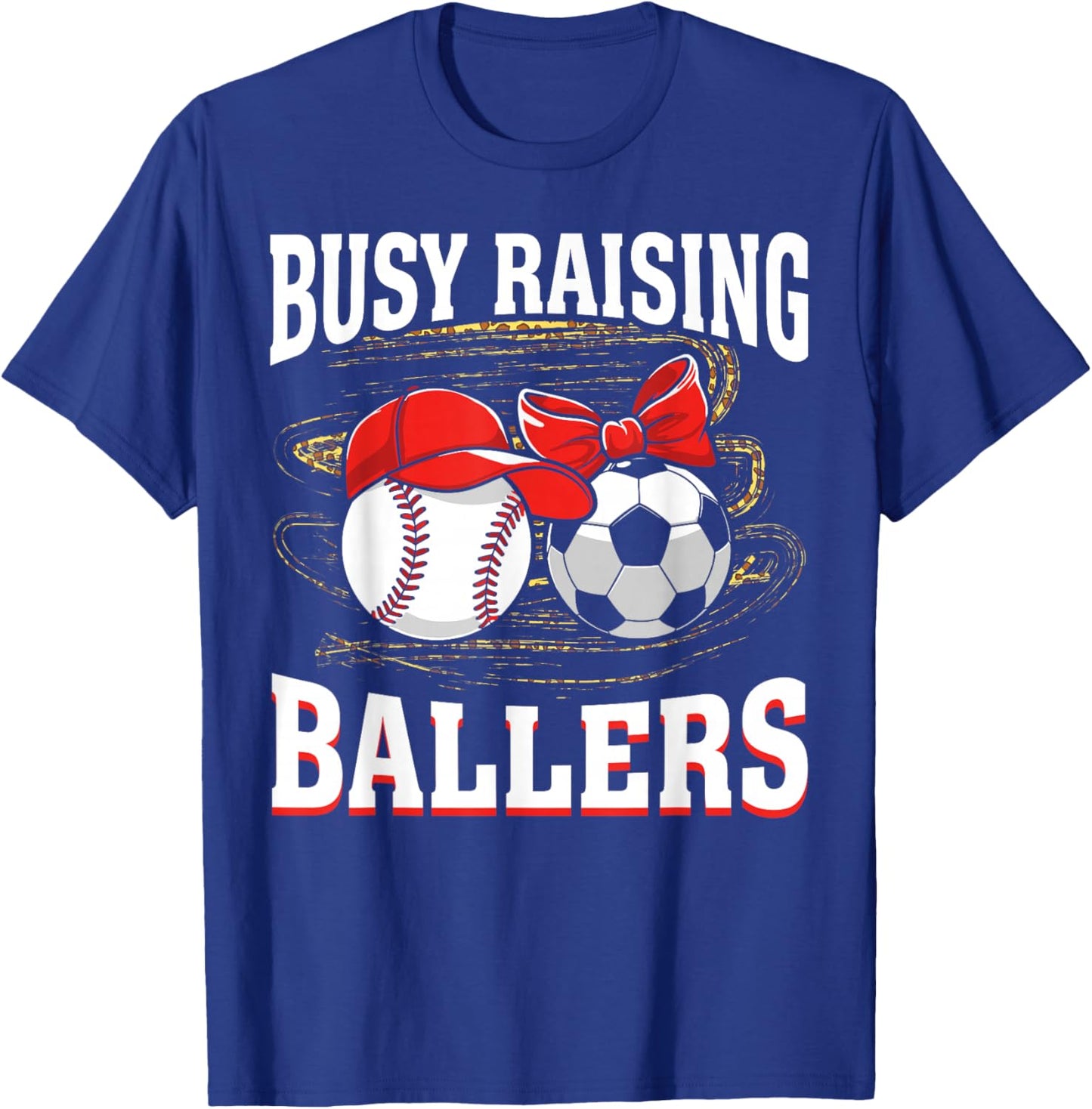 Busy Raising Ballers baseball soccer mom leopard women T-Shirt - T-Shirt | Royal