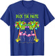 Deck The Palms Merry Flamingo Christmas Palm Tree Funny Xmas T-Shirt - T-Shirt | Royal