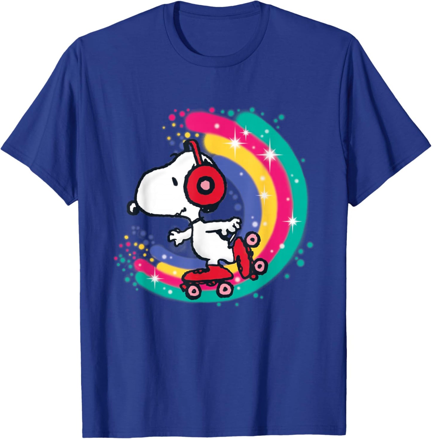 Peanuts Snoopy Roller Skating Rainbow T-Shirt - T-Shirt | Royal