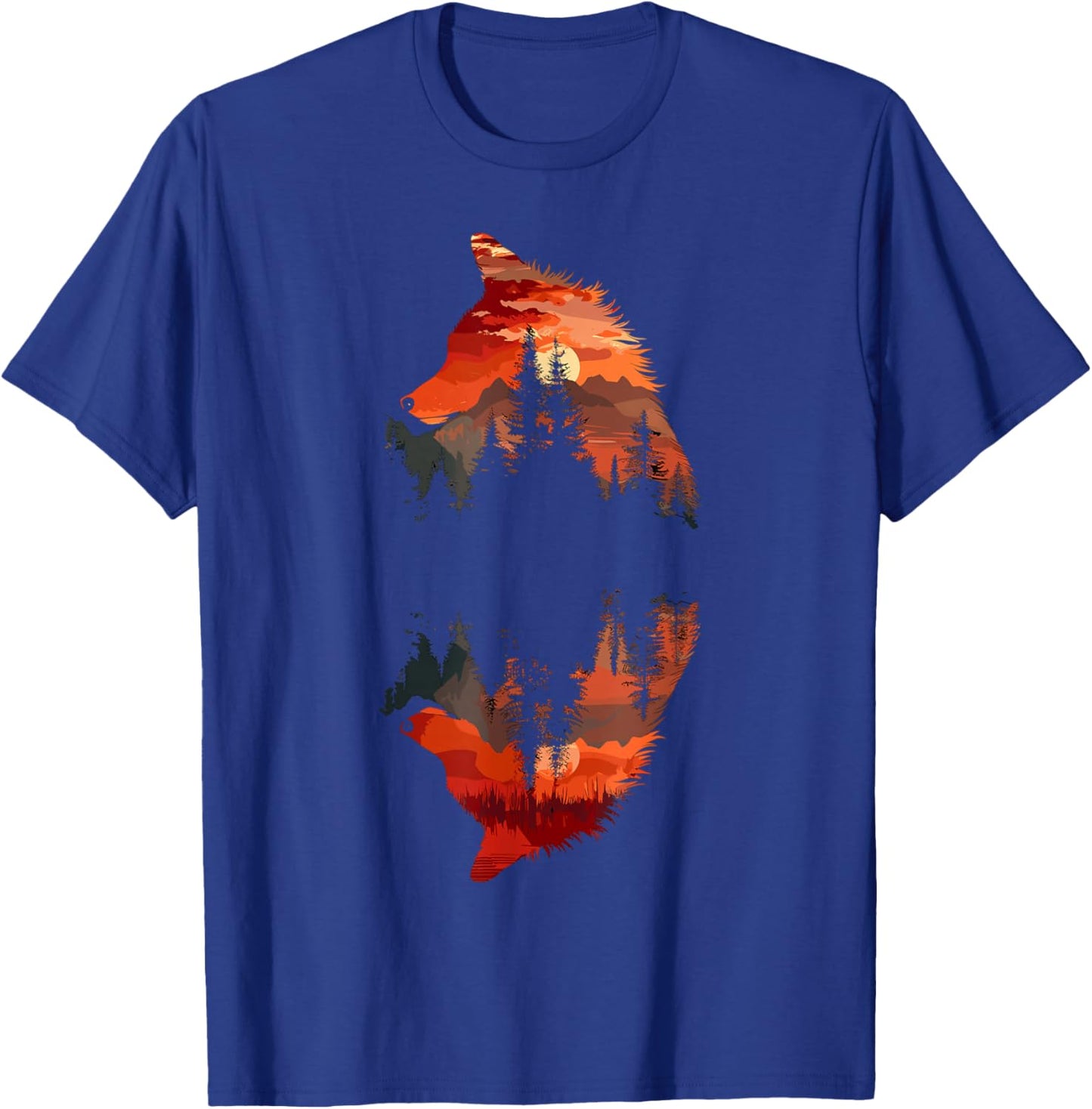 Fox Reflection Foxes Nature Wildlife T-Shirt - T-Shirt | Royal