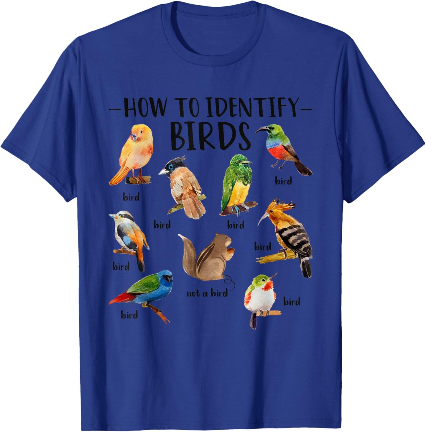 How To Identify Birds Squirrel Funny Bird Lover Birdwatcher T-Shirt - T-Shirt | Royal