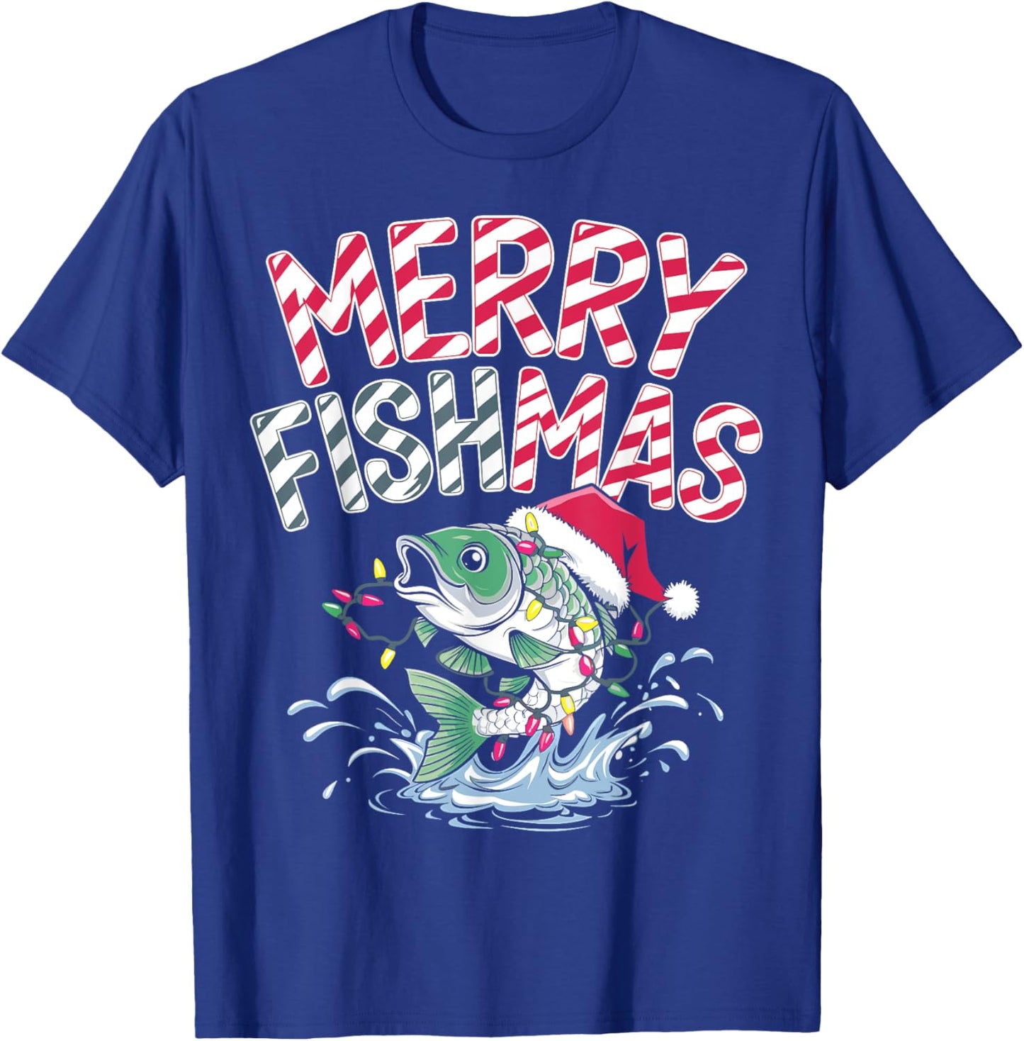 Merry Fishmas Santa Fishing Lovers Funny Fisherman Christmas T-Shirt - T-Shirt | Royal