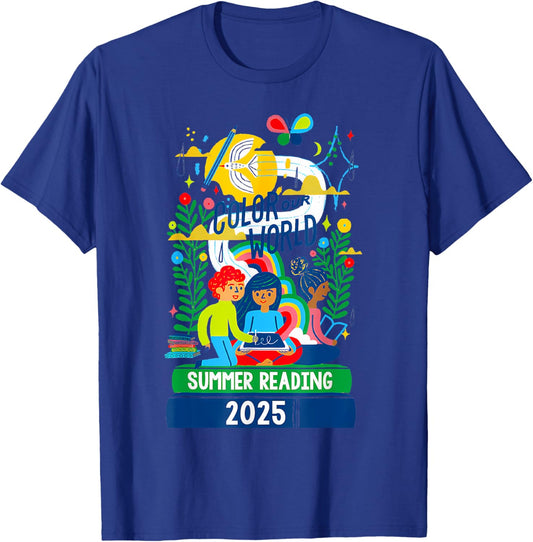 Color Our World Summer Reading Program 2025 Book Lover T-Shirt - T-Shirt | Royal