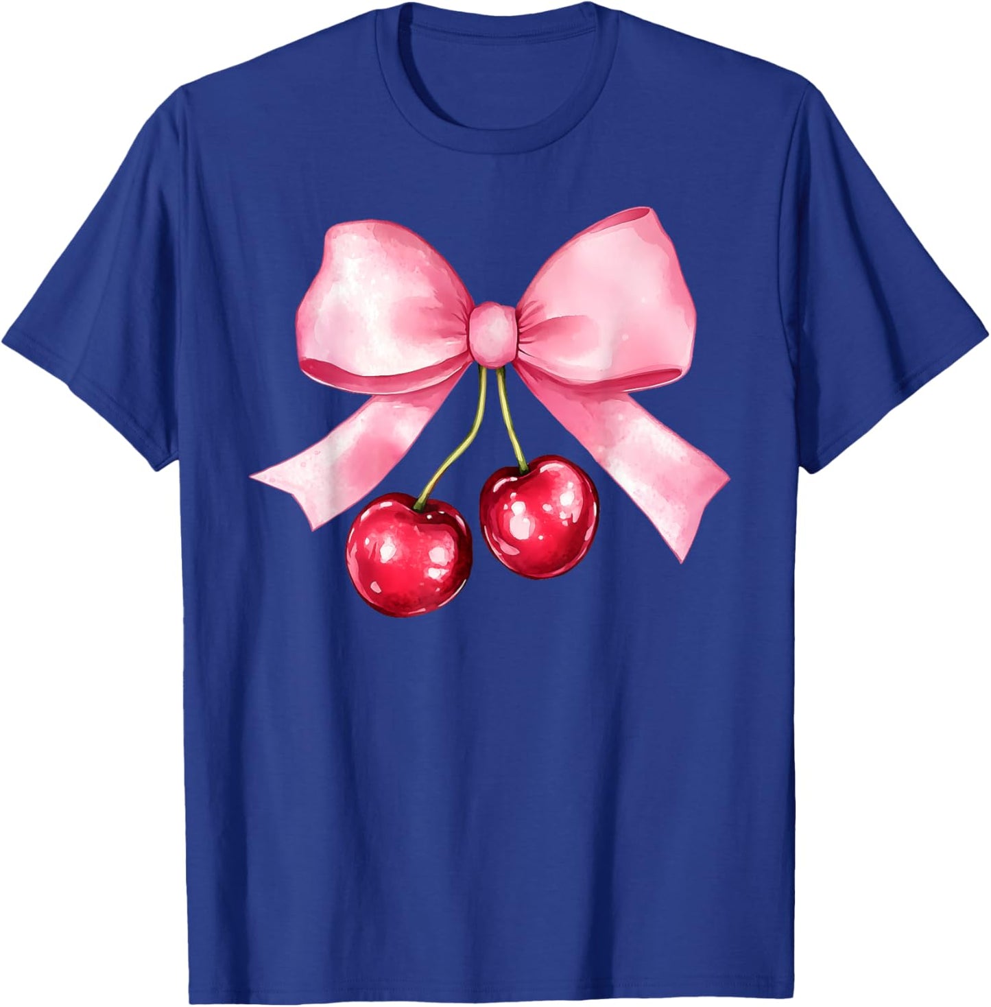 Pink Coquette Bow Cherry Birthday Cute Women Kids Girls T-Shirt - T-Shirt | Royal