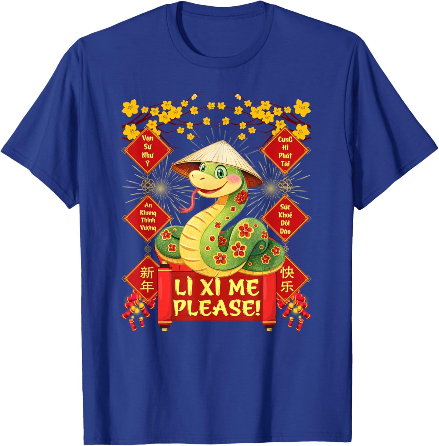 Li Xi Me Please Happy Tet Chuc Mung Nam Moi 2025 Adults Kids Black Small T-Shirt - T-Shirt | Royal