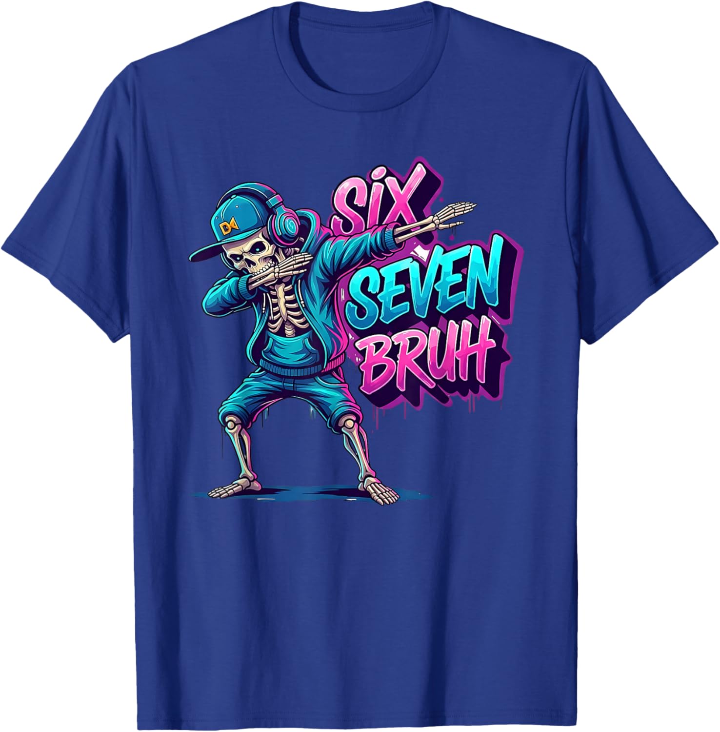 67 Funny Kids Meme Gen Alpha 6 7 Skeleton Six Seven Bruh T-Shirt - T-Shirt | Royal