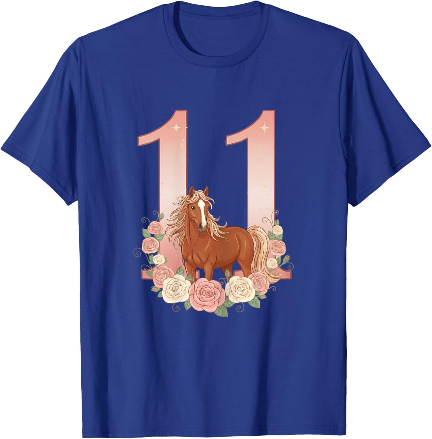 11th Birthday, Girl, Horse, Pony | 11 Year Old Girl's Birthday T-Shirt - T-Shirt | Royal