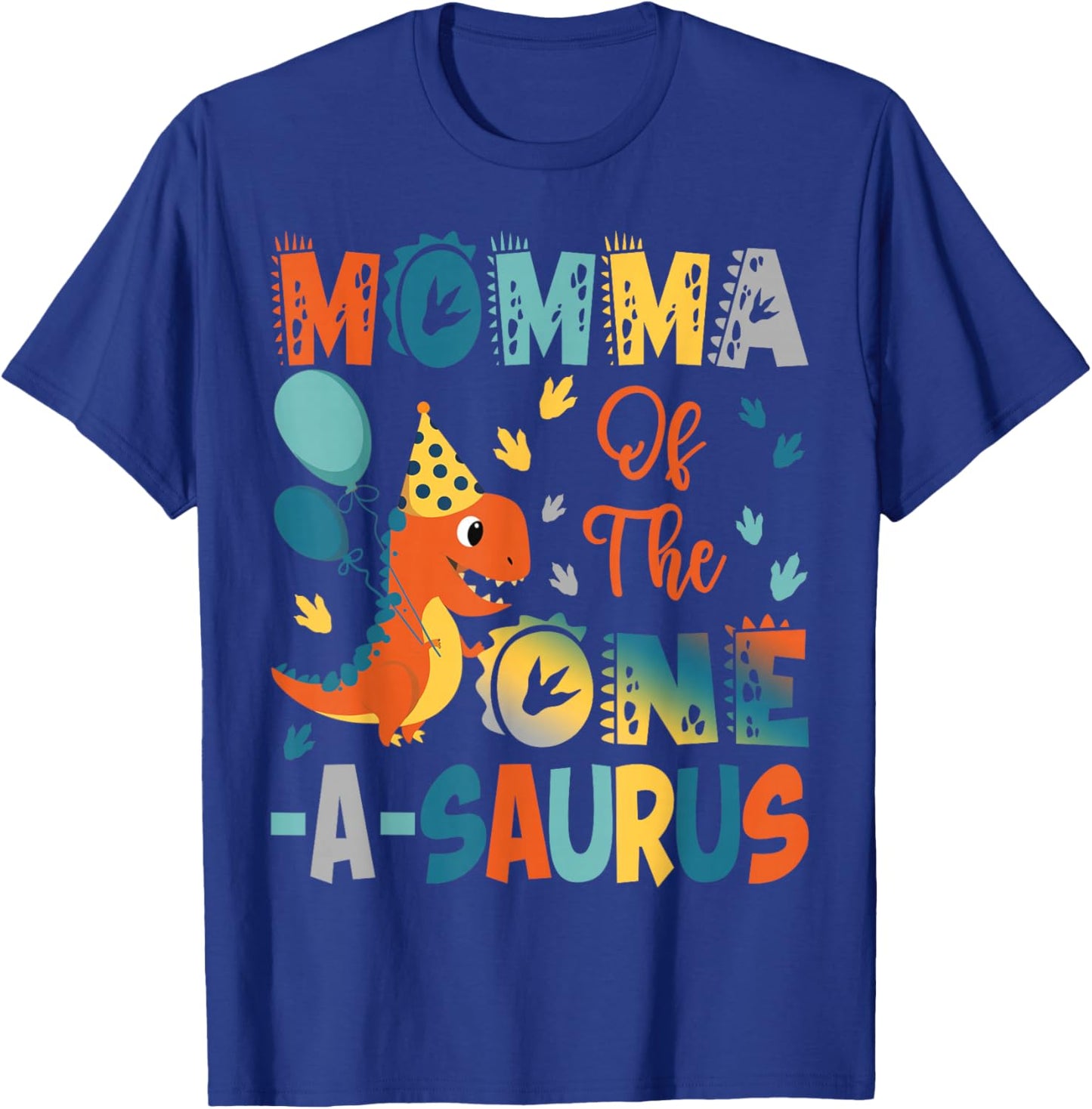 Momma Of The One-A-Saurus 2Nd Birthday Dinosaur Party T-Shirt - T-Shirt | Royal