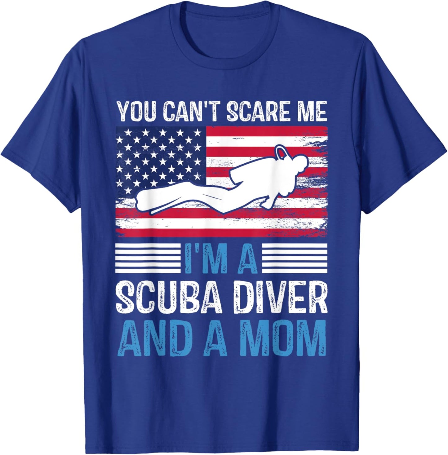 Divers Scuba Diving Mask Snorkel Fins American Flag USA Women Kids Men T-Shirt - T-Shirt | Royal